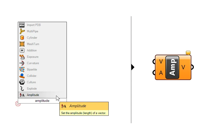 Type 'Amplitude' to add an amplitude component to the canvas.