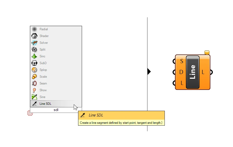 Line SDL component in Grasshopper