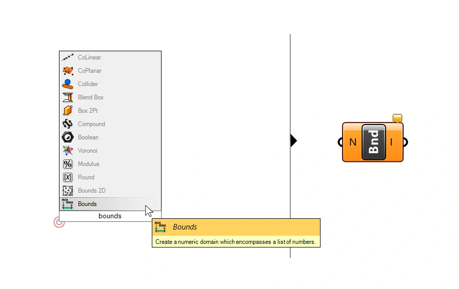 Adding the Bounds component in Grasshopper