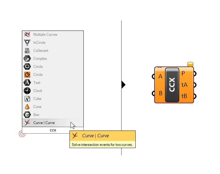 Adding the Curve | Curve Intersection component in Grasshopper