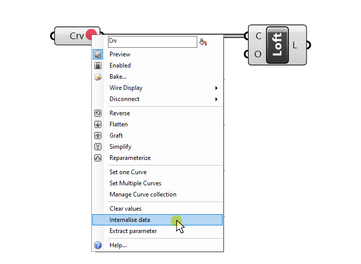 How to internalize data in Grasshopper