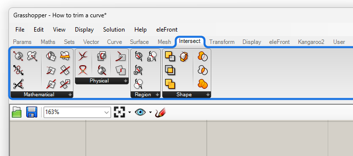 The intersect tab in Grasshopper