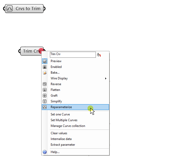 How to reparameterize a curve in Grasshopper.