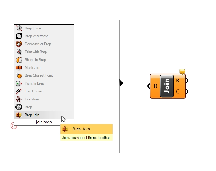 Adding a Brep Join component in Grasshopper