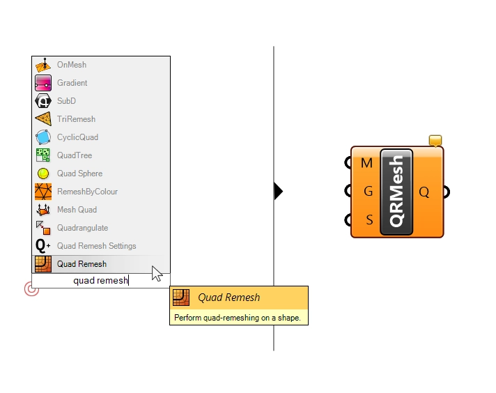 Adding a Quad Remesh component in Grasshopper