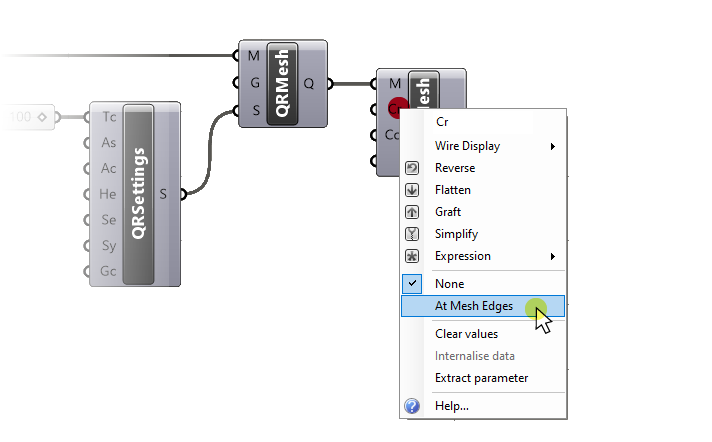 Adjusting the options of the SubD from Mesh Component in Grasshopper