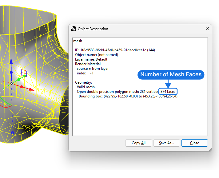 Checking the face count of a mesh in Rhino