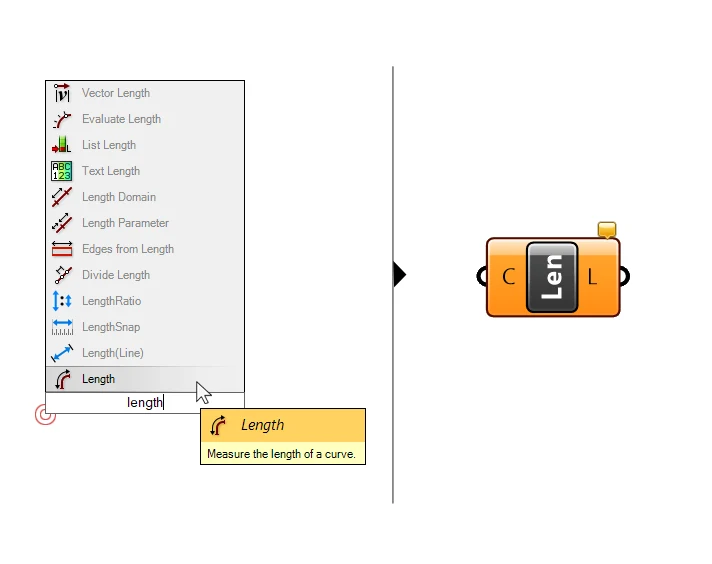 Adding a Length component in grasshopper