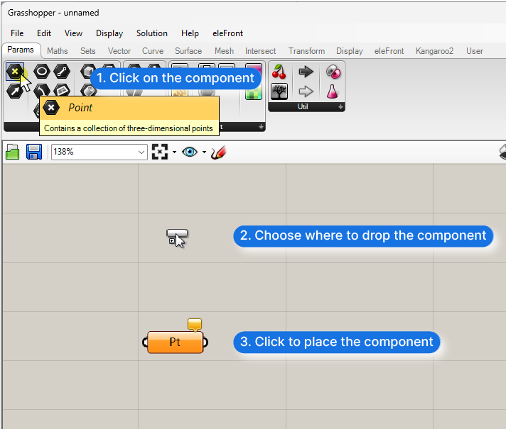 Adding components to the grasshopper canvas