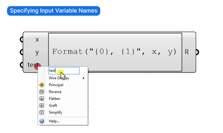 Changing the input variable names in the expression editor