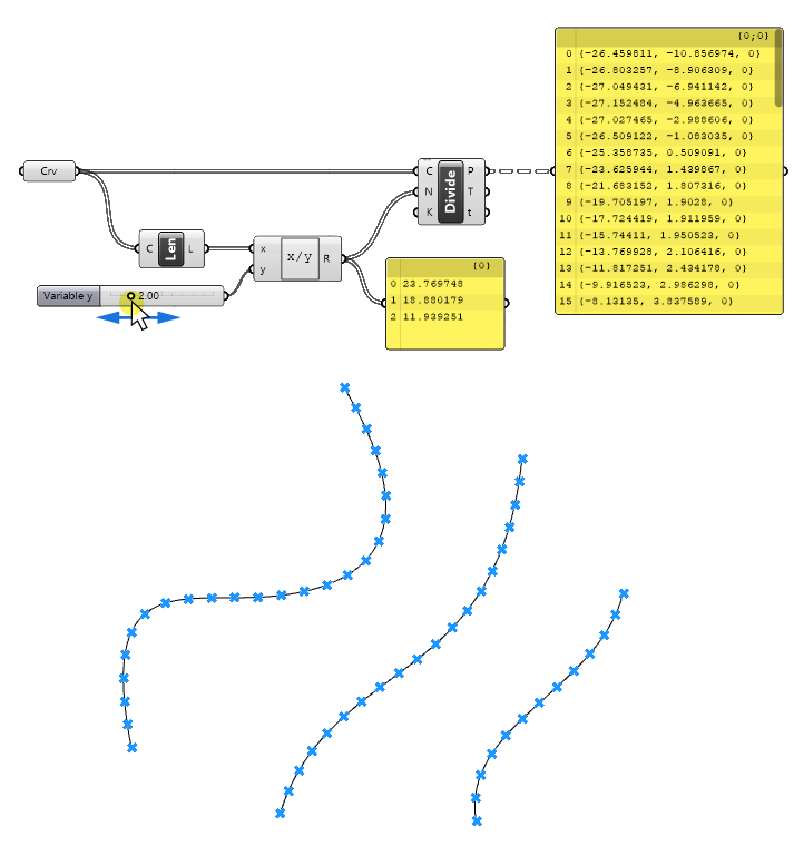 Dynamically adjusting the value of a parametric model in grasshopper with the number slider