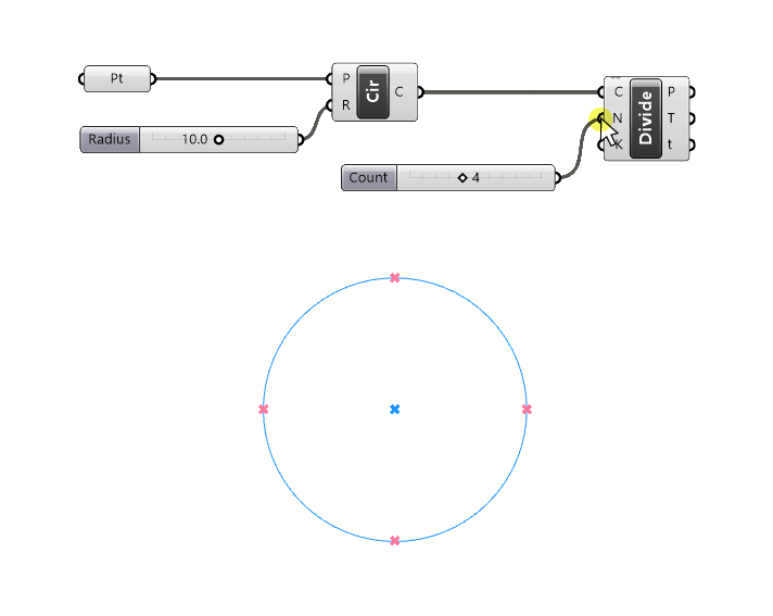 Grasshopper Tutorial Step 3 - Dividing the Circle to generate points