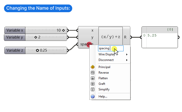 Changing the Name of Inputs