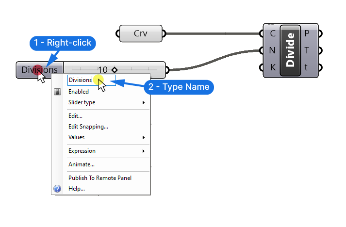 Changing the name of a Number Slider