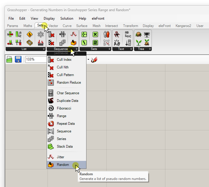 How to add the Random component in Grasshopper Component Tabs