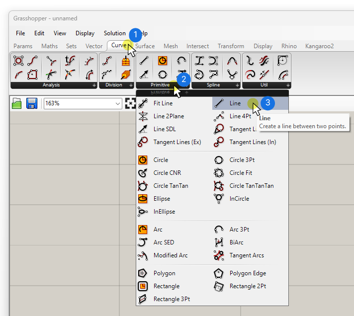 Adding the Line Component in Grasshopper