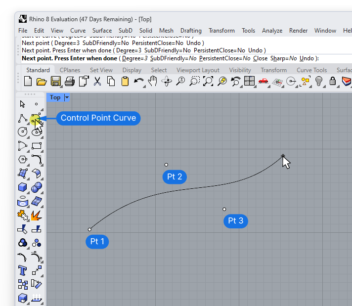 Drawing a Curve in Rhino 3D