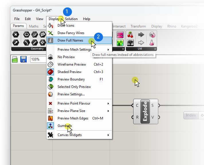 How to show full names in Grasshopper