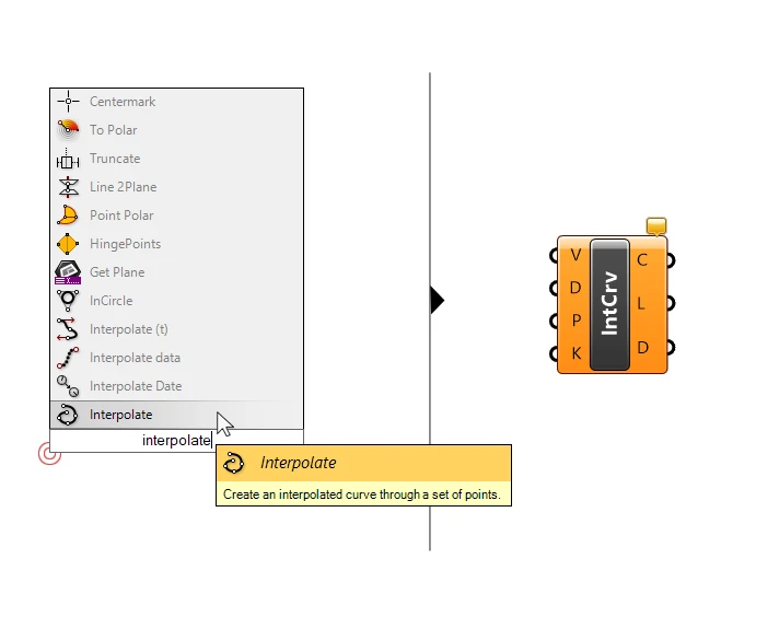 Quick Adding the Interpolate Component in Grasshopper