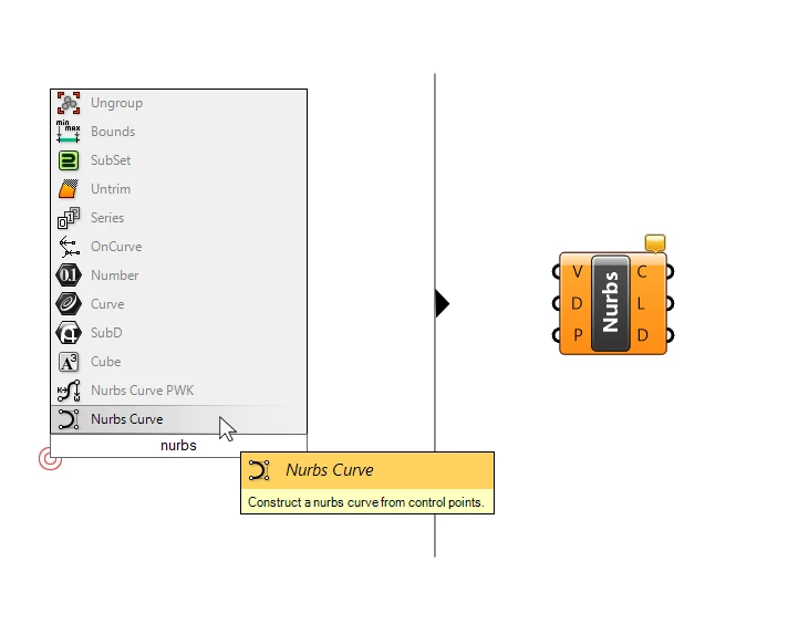 Quick Adding the NURBS Curve Component in Grasshopper