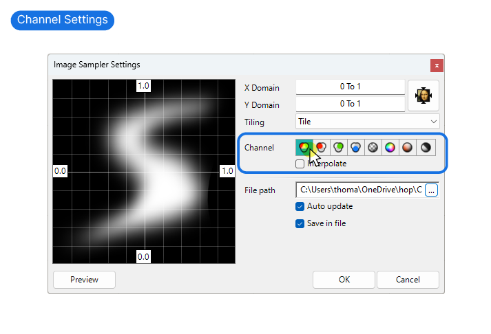 The Channel Settings in the image Sampler