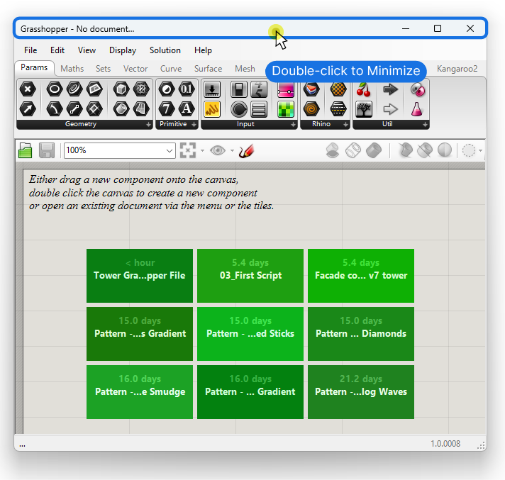 Minimizing the Grasshopper Window with Doubleclick