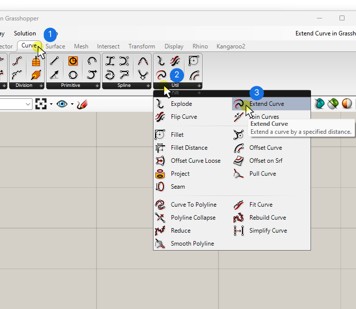 Adding the Extend Curve component