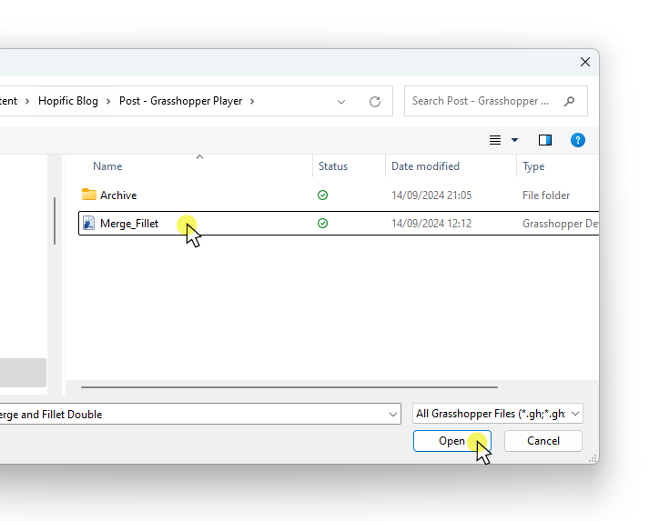 Picking a Grasshopper Script to Run