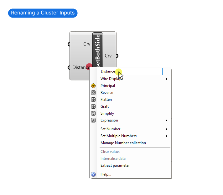 Renaming the inputs of a Cluster