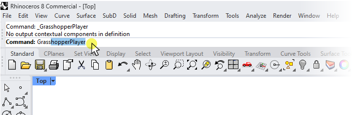 Running the Grasshopper Player Command from the Command Line