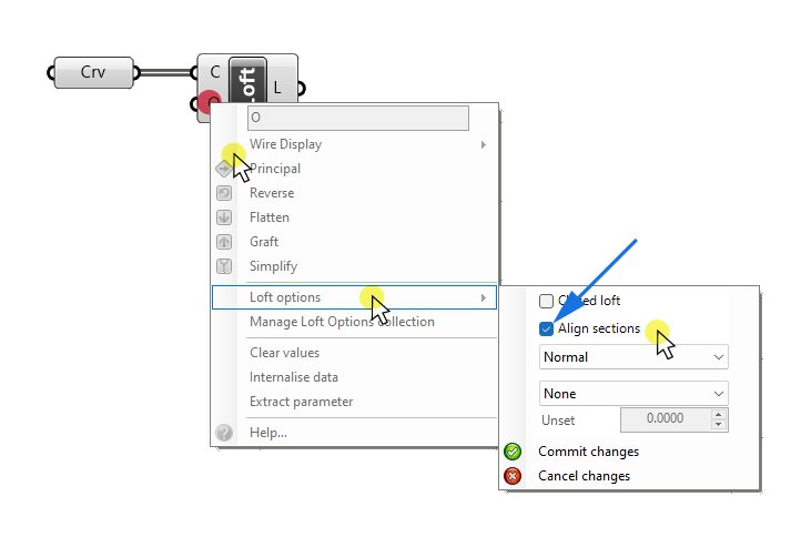 Align Sections in Grasshoppers Loft component