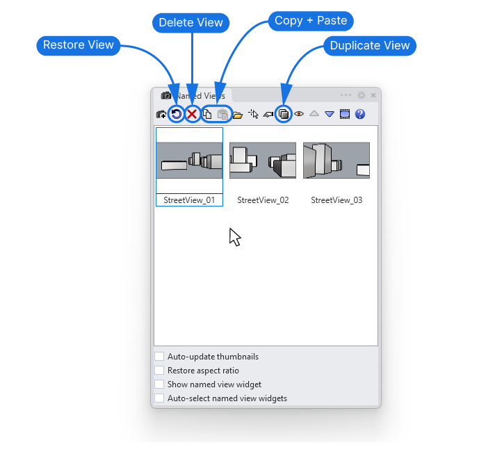 Managing saved views in Rhino