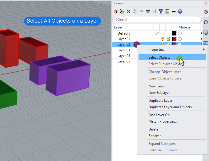 Selecting All Objects on a Layer