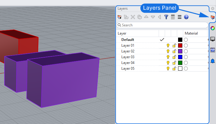 The Layer Panel in Rhino