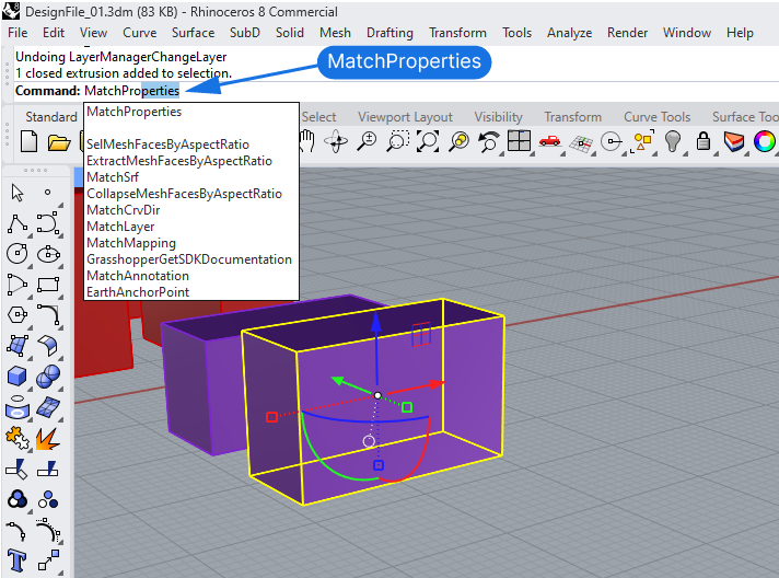 The MatchProperties Command in Rhino