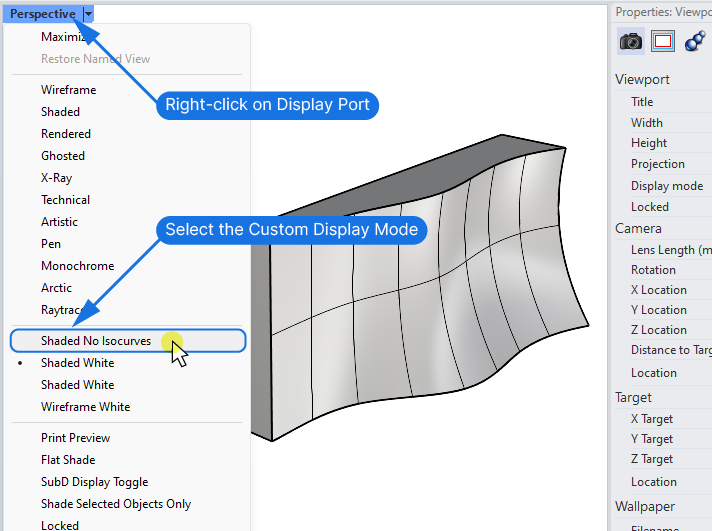 Changing the Display Mode of a viewport in Rhino