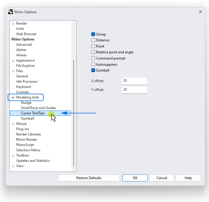 CursorTooltip in Rhino Options