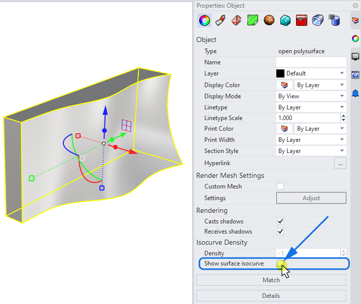 Disabling the Isocurves for an Object in Rhino