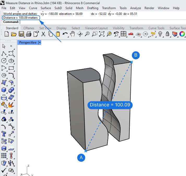 Measuring Distance in Rhino