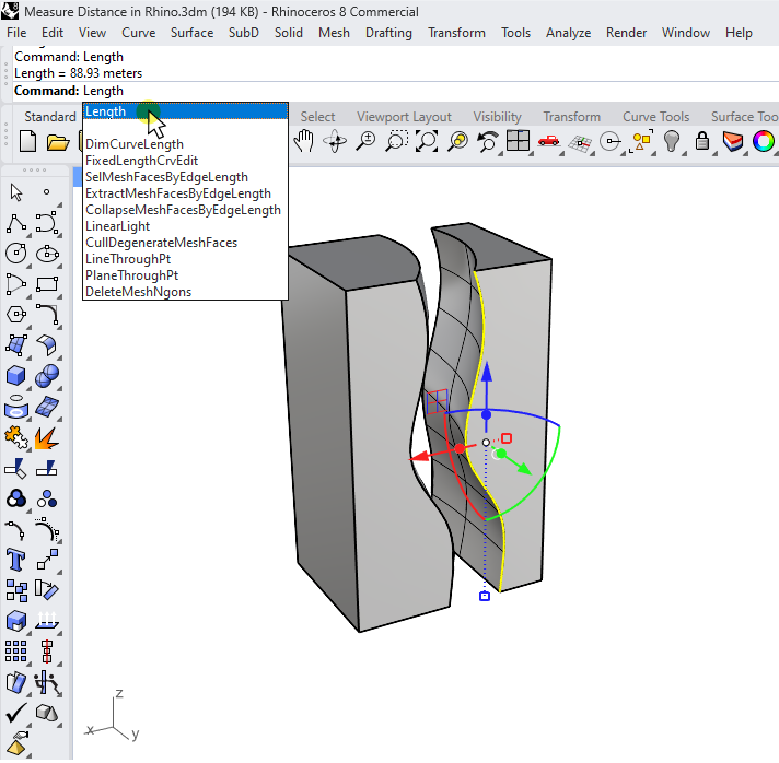 Selecting a polysurfaces edge in Rhino Result