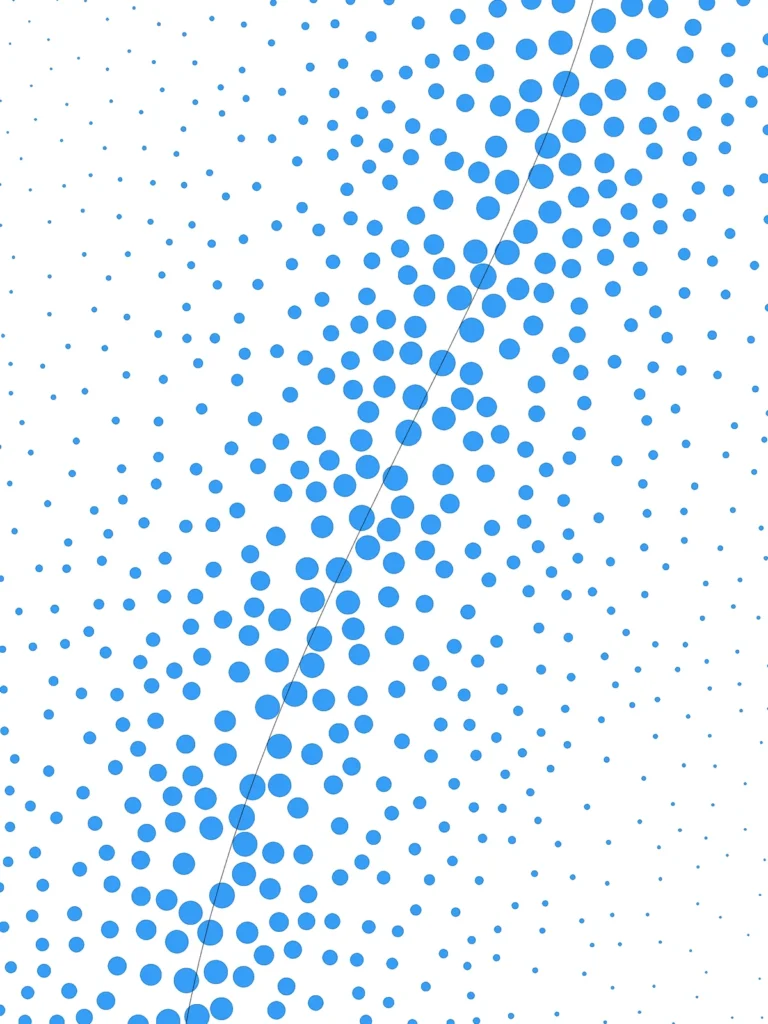 Bubbles Along Curve Grasshopper pattern: circles growing larger along a diagonal curve