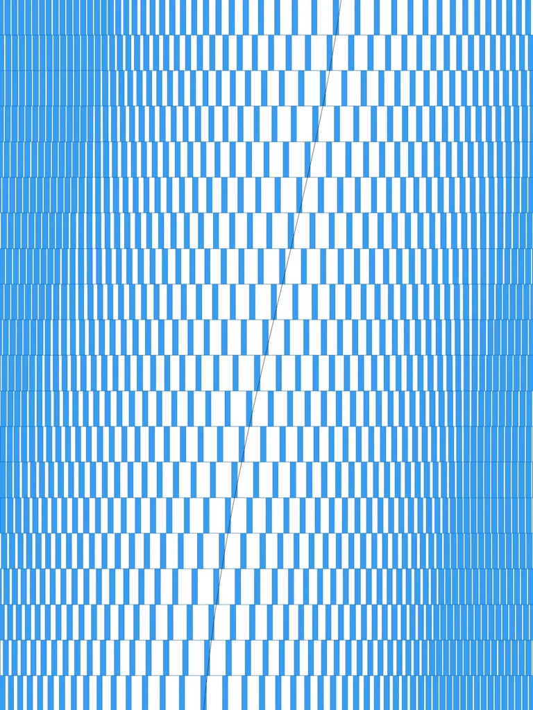 Bulging Sticks Grasshopper pattern: rows of vertical sticks crowding together along a curve