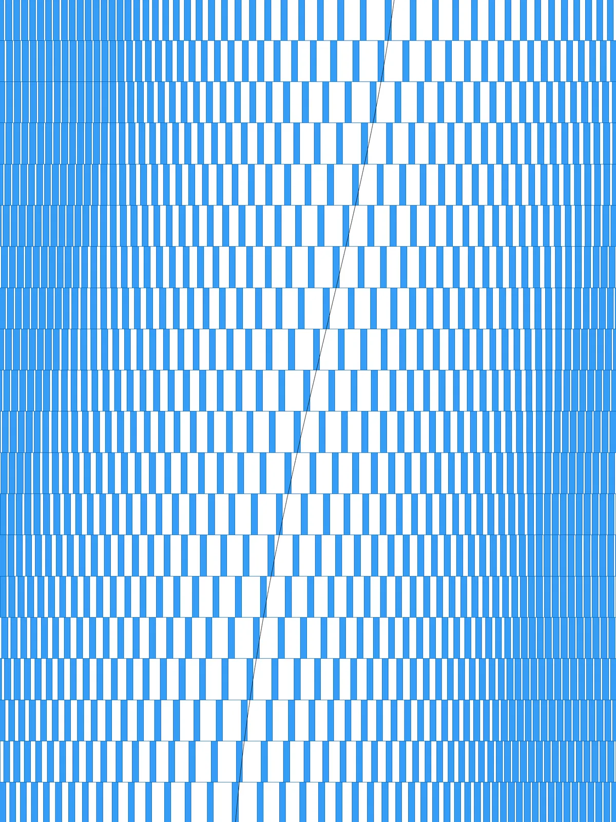 Bulging Sticks Grasshopper pattern: rows of vertical sticks thickening along a curve